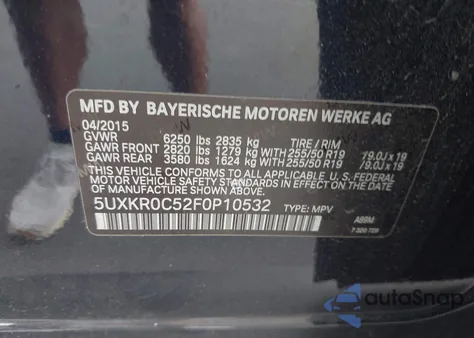 2015 BMW X5 xDrive35I from USA, damaged, VIN 5UXKR0C52F0P10532